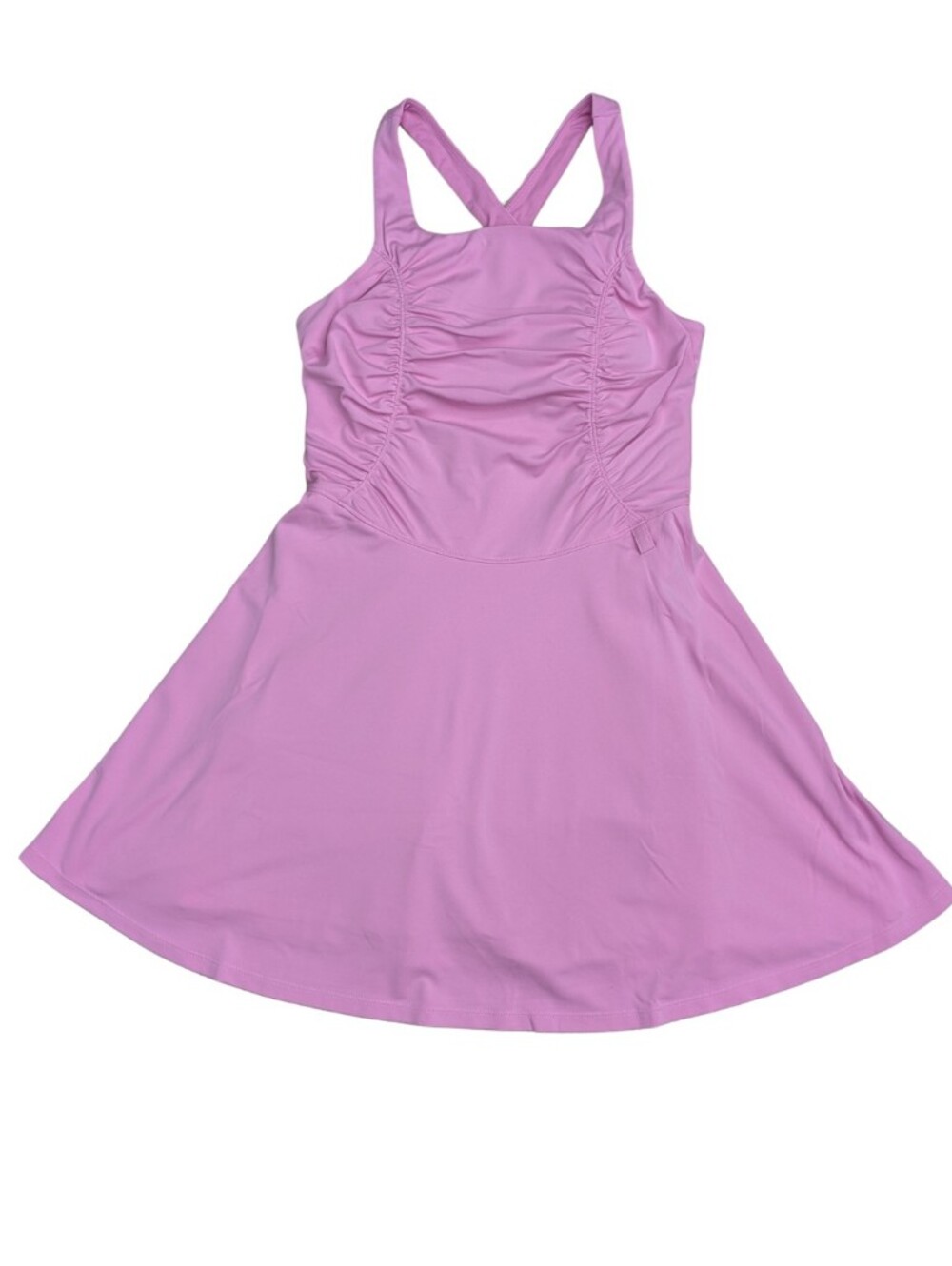 Girlfriend Collective Snapdragon Fiona Ruched Exercise Dress Built In Romper